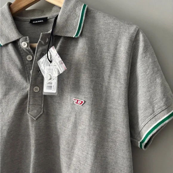 NWT Diesel T-Randy Cotton Piquet Gray Polo Shirt - Picture 2 of 7